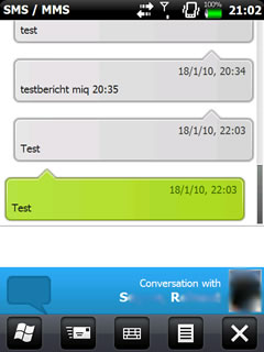 Windows Mobile SMS Screen 2