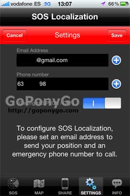 Configuración de Sos Notification para iPhone