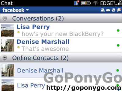 Aplicación Facebook BlackBerry