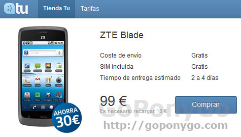 ZTE Blade por 99 euros con Tu de Tuenti
