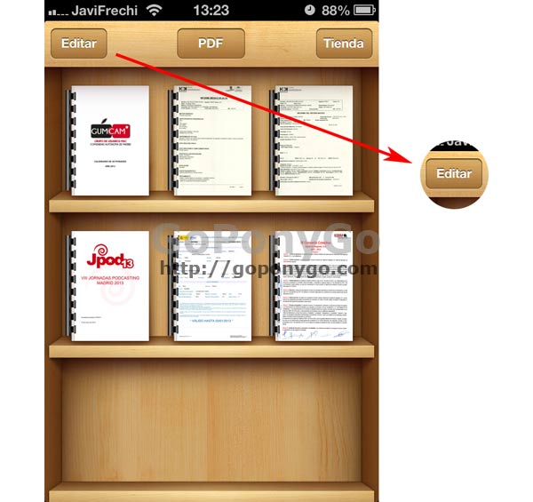 Borrar archivos PDF desde iBooks en el iPhone o iPad