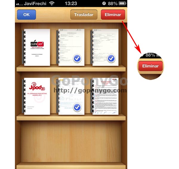 Borrar archivos PDF desde iBooks en el iPhone o iPad