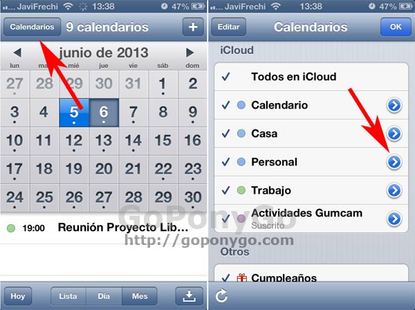 Calendarios de iOS